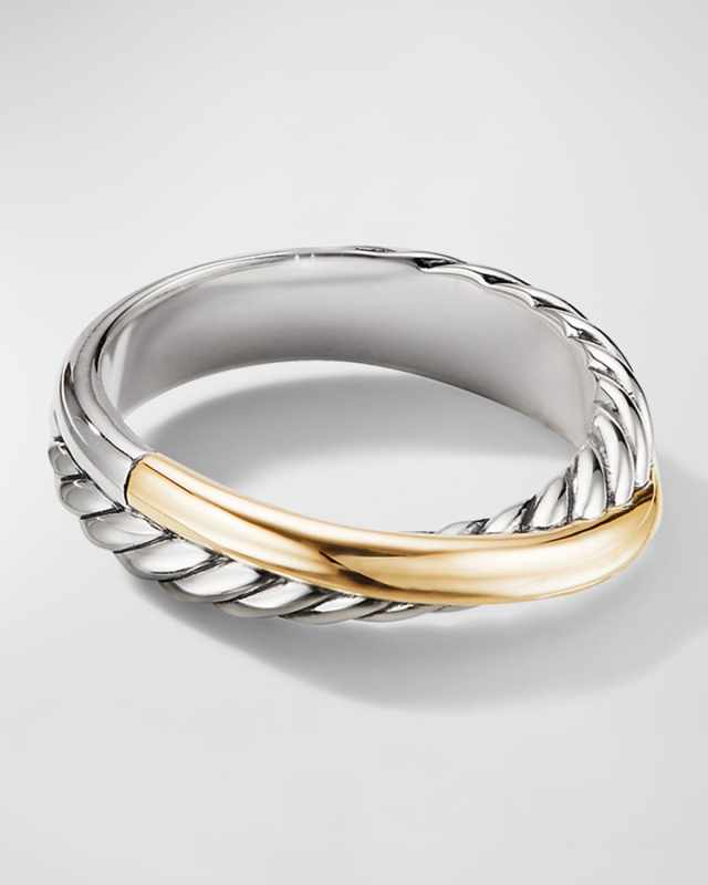 Crossover Band Ring in Silver with 18K Gold, 5.3mm, Size